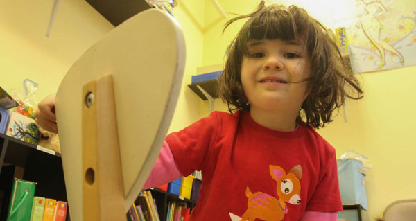 Hana Schaul, 5, at the Emerge and See Education Center in Chelsea. 