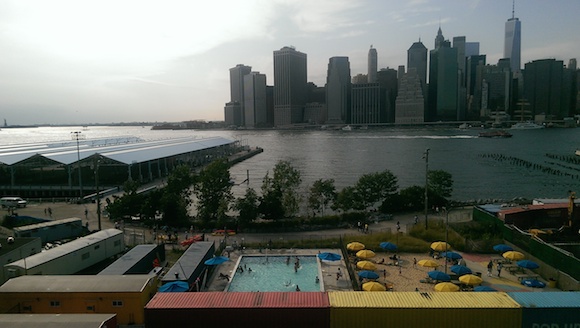 The view of the Brooklyn Bridge Park from the Brooklyn Heights promenade.