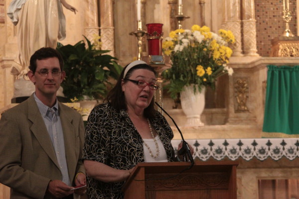 Sandy Gabin, and Scott Evans, a member of the Our Lady of Pompeii Parish Finance Council, during a recent function at the Church. Photo/Our Lady of Pompeii Church Website
