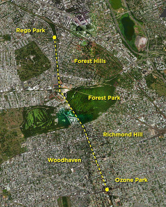 QueensWay proposed extension, from Rego Park to Ozone Park. (Source: queensway.org)