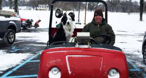 Doug Johnstone and his dog Skye at the Silver Lake Golf Course in Staten Island.