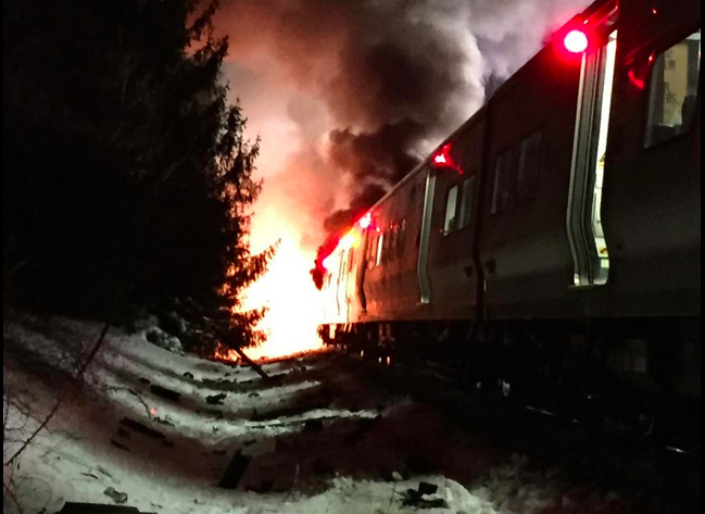 Metro-North train along the Harlem line following crash with an SUV.
