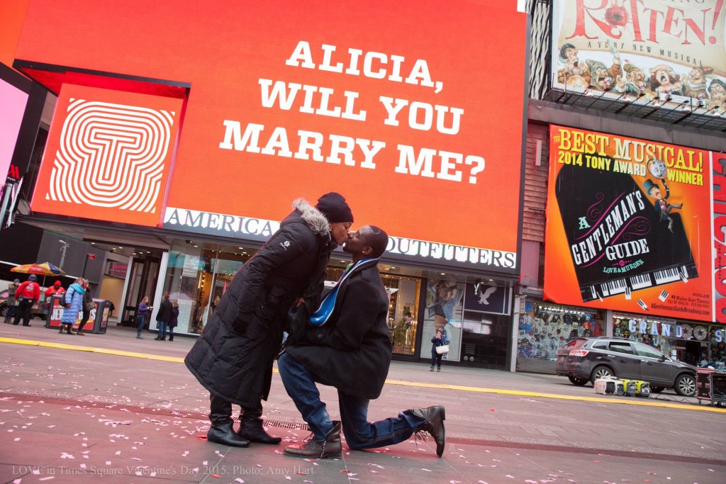 Love at Times Square on Valentine’s Day
