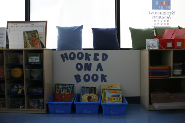 The reading area of a first grade classroom at Storefront Academy in Mott Haven, South Bronx. Photo: Oliver Arnoldi