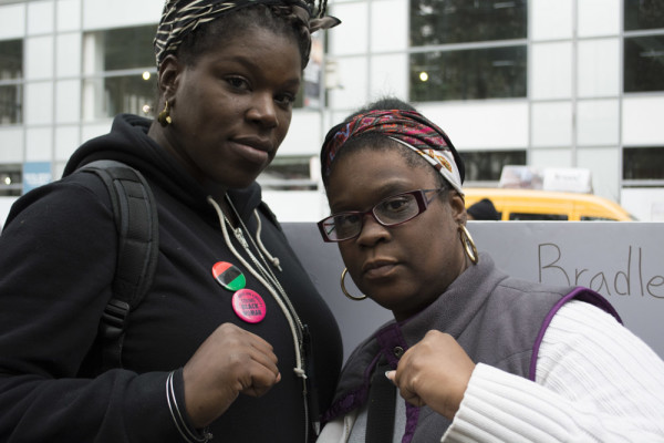 Gem Isaac and Shannon Jones after the Rise Up October march in Manhattan on October 24, 2015.