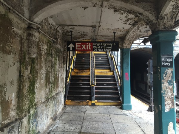 Severe deterioration is visible at Kings Highway station in Brooklyn, NY. Kings Highway is one of nine stations that will be renovated by 2018. Photo: Sneha Antony.