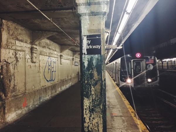 Peeling paint and graffiti adorn the walls of Bay Parkway station on the Coney-Island bound N Line in Brooklyn. Photo: Sneha Antony.