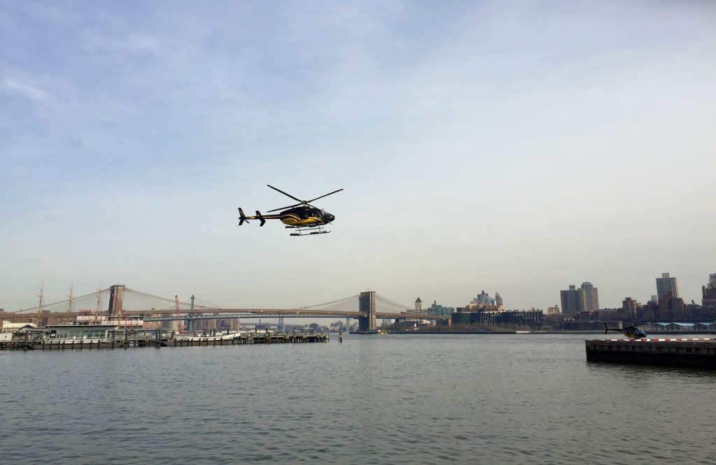 Opponents of tourism helicopters--like the one pictured--in New York City claim the helicopter noise triggers veterans with PTSD, but those claims are difficult to verify (David Roza)