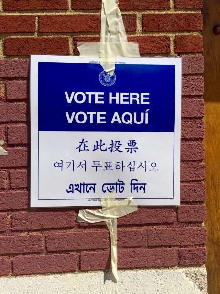 The sign outside a polling booth in Forest Hills