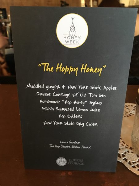 The Hoppy Honey wins Queen Bee Cocktail Classic By Laura Gardner of The Hop Shoppe on Staten Island 