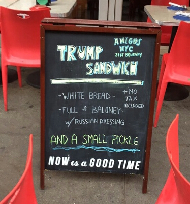 The recipe for the 'Trump' sandwich. Photo by Patrick Ralph