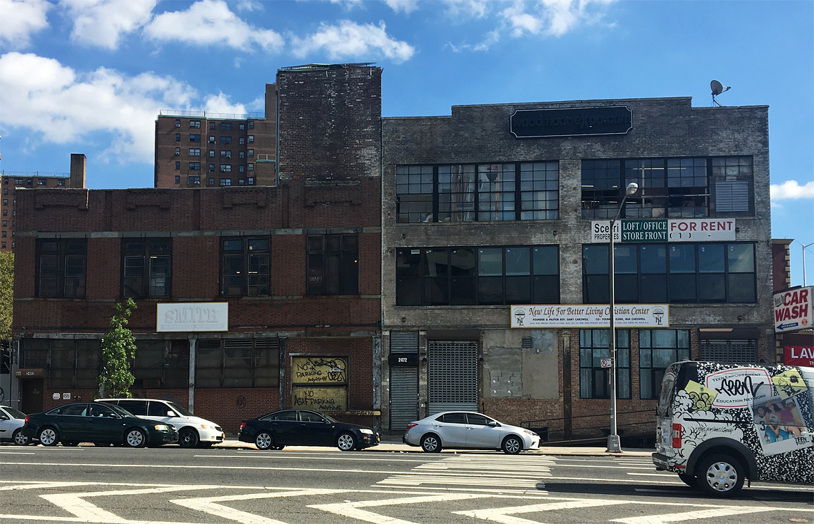 The outside of the Smith Electric building on 3rd Avenue in the South Bronx. Robert Zimmerman's family bought it in 1977.
