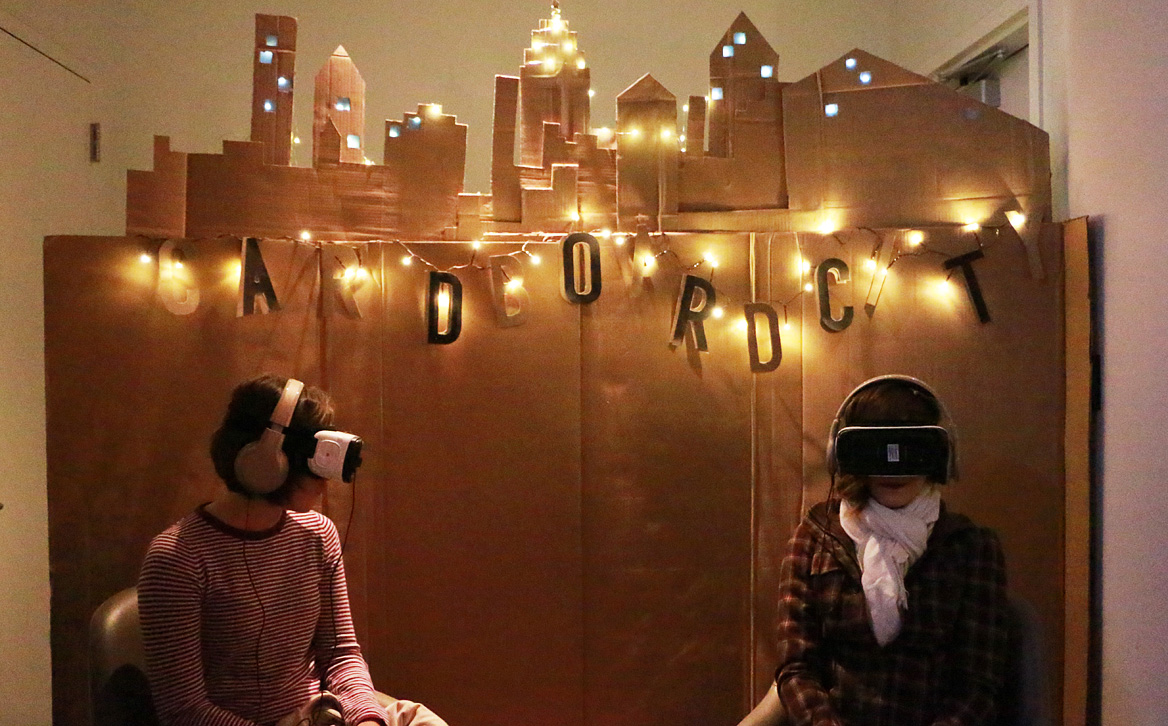 Jessica Herrmann (left) experienced the virtual reality films directed by Kiira Benzing
