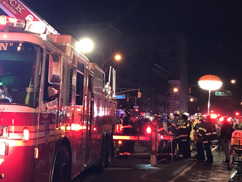 Nearly 200 firemen were called to the scene of a fire that raged inside of apartment building 511 on Amsterdam Ave. (Photo credit: Alexandria Bordas/NY City Lens)