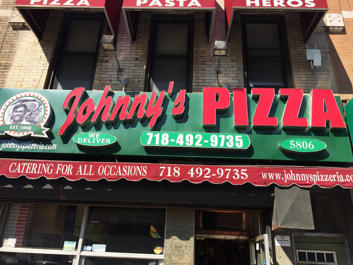 Johnny's Pizzeria along Fifth Avenue in Sunset Park 