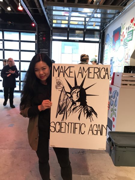 Dannie Dinh, a climate change researcher, felt compelled to protest against naysayers and Scott Pruitt of the EPA (photos by: Alexandria Bordas/NY City Lens)