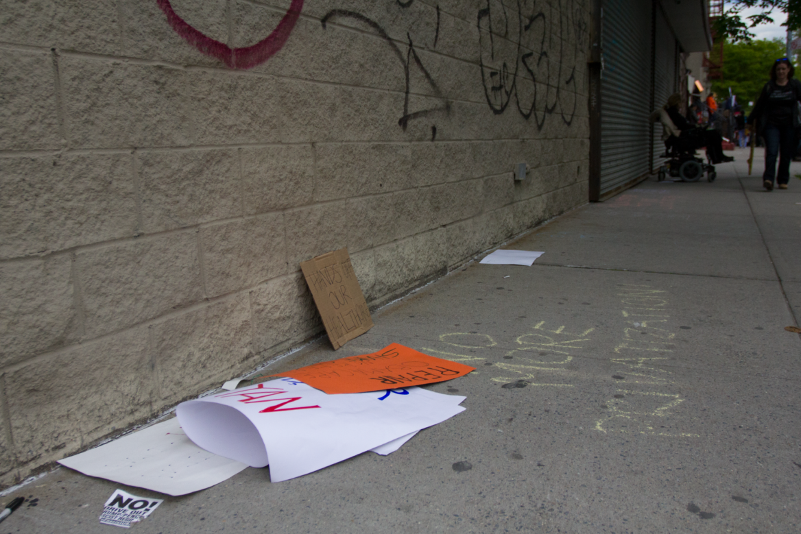 Discarded protest signs