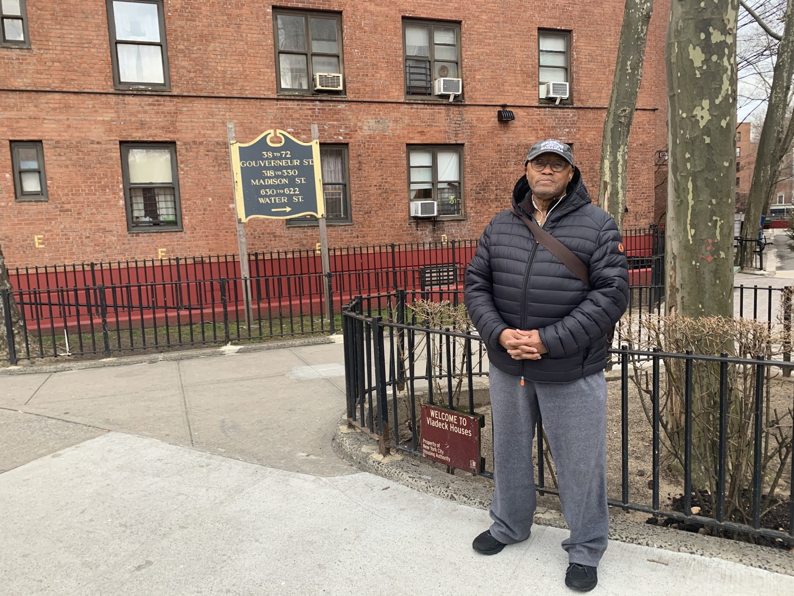 Jerry Jackson outside Vladeck Houses / Photo by Carson Kessler for NYCityLens