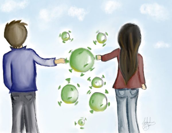 Coronavirus can make dating even more awkward than it already is. Drawing by TuAnh Dam