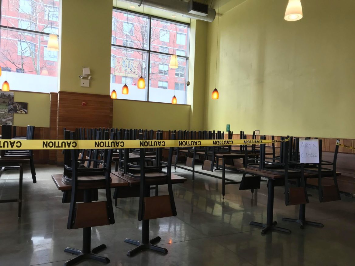 The restaurant inside Whole Foods was shut down Monday morning. Photo by Caroline Chen
