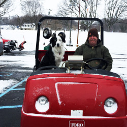 Doug Johnstone and his dog Skye at the Silver Lake Golf Course in Staten Island.