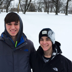 Peter Mckee and Connor Peterson, hopeful snow boarders