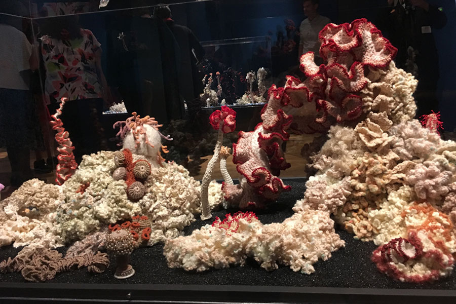 One of the bleached coral reef installations