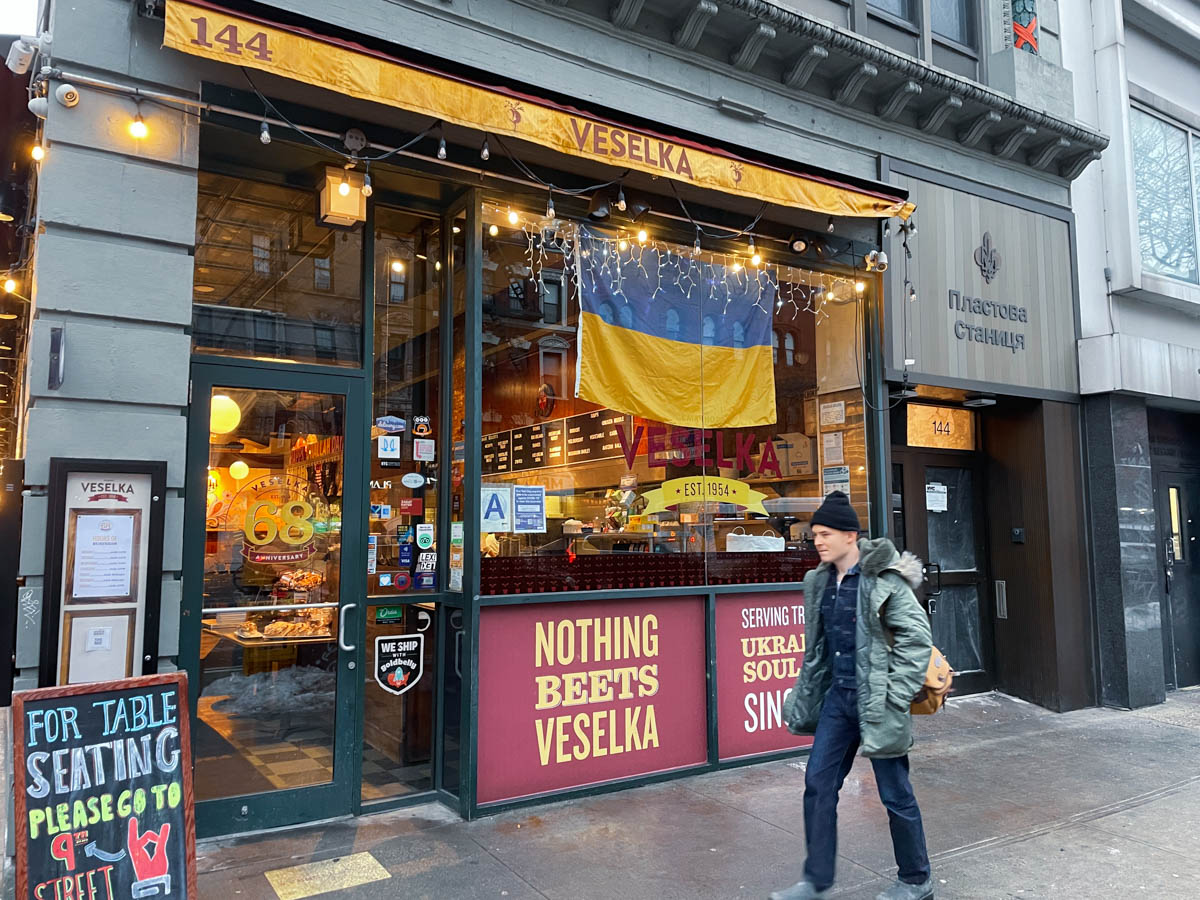 Veselka, a Ukrainian restaurant in Manhattan's Little Ukraine. Credit: Luke Cregan for NY City Lens.